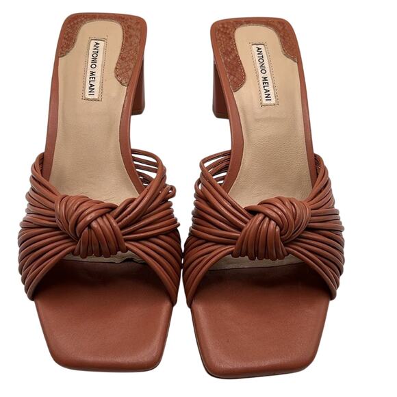 Antonio Melani Carmel Knot Tubular Leather Dress Sandals Brown Size 5.5 - Picture 3 of 5